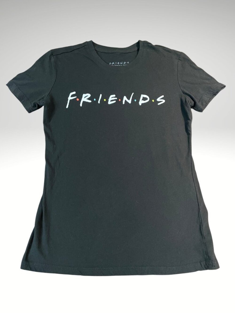 FRIENDS TV Show Series Logo Womens Black T-shirt Size XS (SKU: 44W)